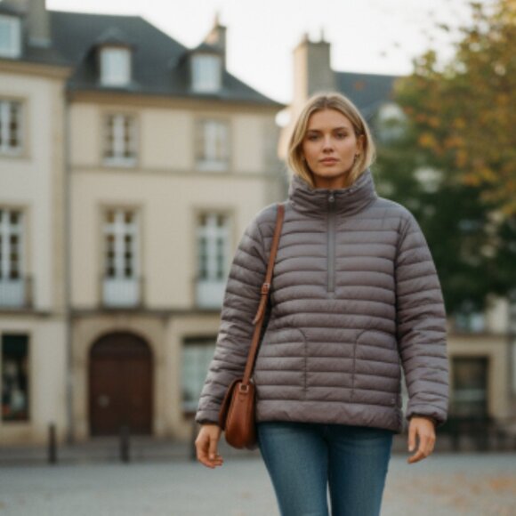 GAP Women’s Puffer Jacket XS Gray Quilted 1/2 Zip PrimaLoft Lightweight - Picture 11 of 11